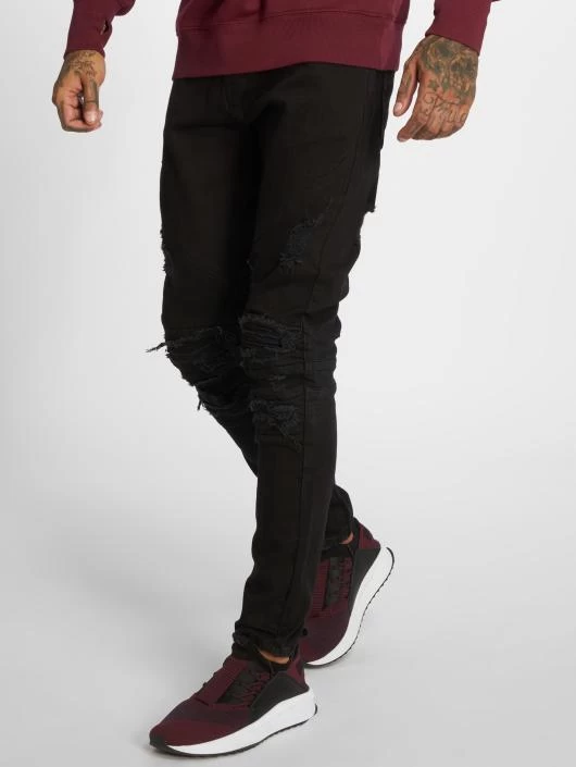 CAYLER & SONS Herren Straight Fit Jeans Alldd Paneled Inverted Biker Ian In Schwarz 1 CAYLER & SONS Herren Straight Fit Jeans Alldd Paneled Inverted Biker Ian In Schwarz