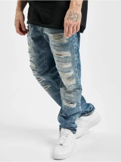 Cipo & Baxx Herren Straight Fit Jeans Destroyed In Blau