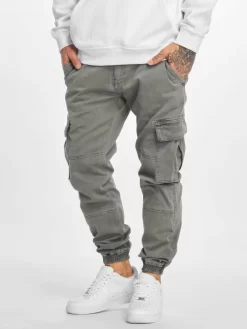 URBAN CLASSICS Herren Cargohose Washed Cargo Twill Jogging In Grau