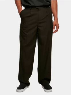 URBAN CLASSICS Herren Chino Straight Pleat-Front In Schwarz