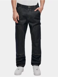 URBAN CLASSICS Herren Loose Fit Jeans Double Knee In Blau