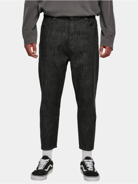 URBAN CLASSICS Herren Straight Fit Jeans Cropped Tapered In Schwarz 1 URBAN CLASSICS Herren Straight Fit Jeans Cropped Tapered In Schwarz