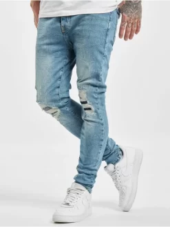 Herren Antifit Thor Slim 5 Pocket Destroyed In Blau